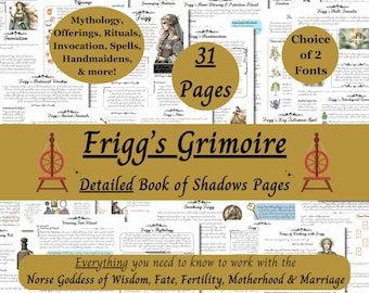 Frigg Grimoire Printable, Work with the Norse Goddess, Witch Book of Shadows Pages