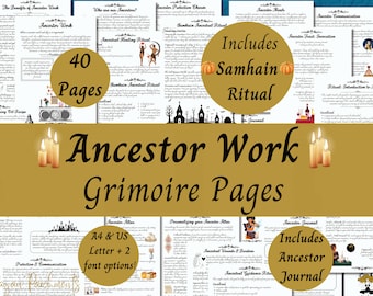 Ancestor Work Grimoire Pages, Witch&#39;s Guide to Ancestor Veneration, Samhain Ritual, Ancestral Journal & Prompts, Pagan PDF