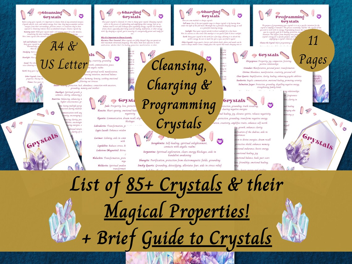 Printable Crystal Guide &amp; Quick Reference Magical Properties List of 88 ...