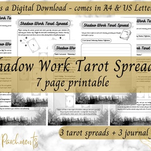 Tiradas de cartas del Tarot de la Sombra, Páginas BOS autoimprimibles de la Sombra, Páginas de Grimorio del Tarot, Notas del Diario de Brujas, Descarga Digital de Adivinación