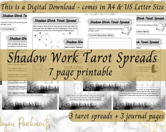 Schatten Arbeit Tarot Karte Spreads, Schatten selbst druckbare BOS Seiten, Tarot Grimoire Seiten, Hexentagebuch Notizen, Wahrsagen digitaler Download