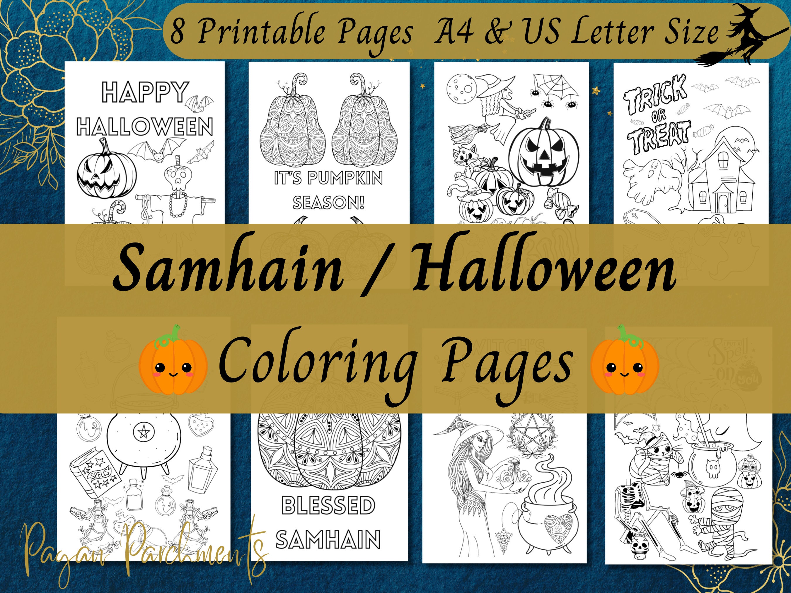 Samhain Coloring Printable, Halloween Colouring Pages, Witchy Adult ...