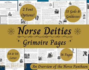 Norse Deities Grimoire Pages, Printable Guide to Nordic Gods & Goddesses, Norse Pagan Pantheon Overview, Witch Deity Work, Heathen, Asatru