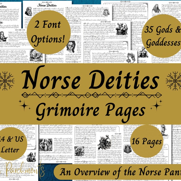 Norse Deities Grimoire Pages, Printable Guide to Nordic Gods & Goddesses, Norse Pagan Pantheon Overview, Witch Deity Work, Heathen, Asatru