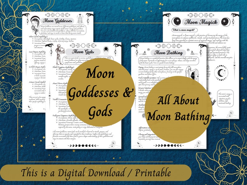 Moon Magic Grimoire Pages, Lunar Magick BOS Printable, Moon Water Guide, Lunar Spells, Moon Phases, Witchy PDF, Baby Witch Download image 5