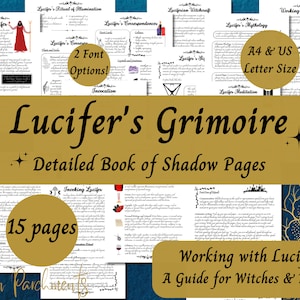 Lucifer Grimoire Printable, A Witch&#39;s Guide to Working with Lucifer, Book of Shadows Pages, Pagan Deity Devotional PDF, Dark God, Invocation