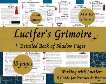 Lucifer Grimoire afdrukbaar, een heksengids voor het werken met Lucifer, Book of Shadows Pages, heidense godheid devotional PDF, donkere God, invocatie