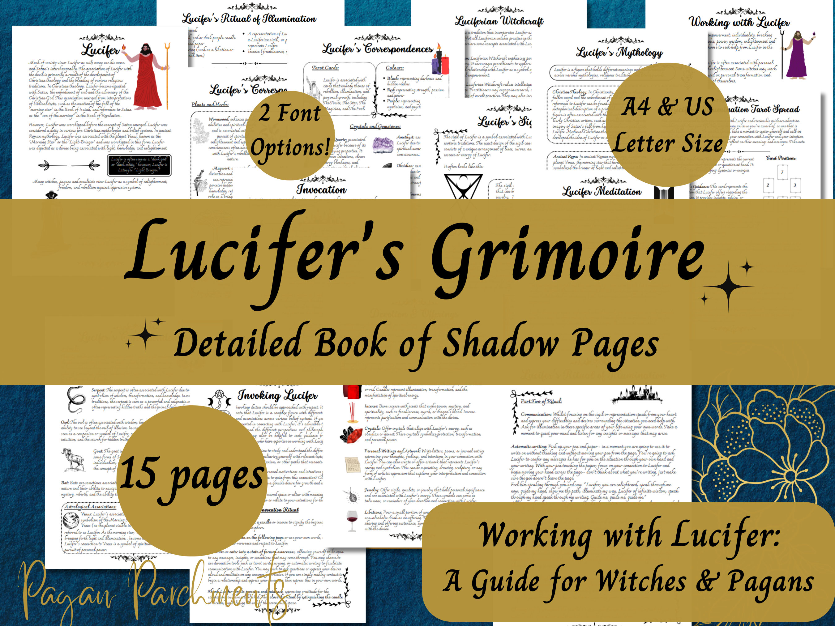 Lucifer Grimoire Printable, A Witch's Guide to Working with Lucifer, Book of Shadows Pages, Pagan Deity Devotional PDF, Dark God, Invocation