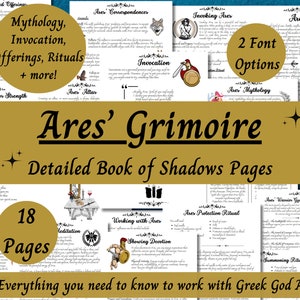 Ares Grimoire Printable, A Guide to Working with the Greek God of War, Book of Shadows Deity Work Pages, Invoke Ares Ritual, Pagan Devotion