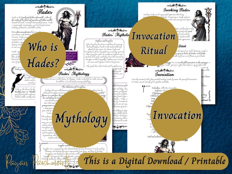 Hades Grimoire Printable: Greek God of the Underworld Book of Shadows ...