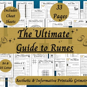 Ultimate Rune Guide, Runes Grimoire Printable, Rune Cheat Sheets, Norse Pagan PDF, Witch BOS Pages, Runic Magic, Elder Futhark Spreads