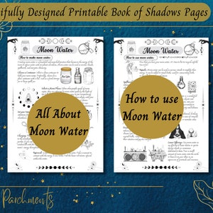 Moon Magic Grimoire Pages, Lunar Magick BOS Printable, Moon Water Guide, Lunar Spells, Moon Phases, Witchy PDF, Baby Witch Download image 3