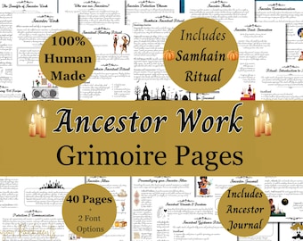 Ancestor Work Grimoire Pages For Pagans and Witches. Includes Samhain Ritual, Ancestral Journal & Prompts