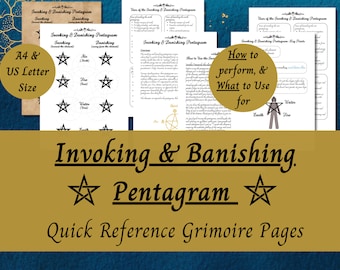 Invoking and Banishing Pentagram Grimoire Pages, Invoking the Pentagram Cheat Sheet, Book of Shadows