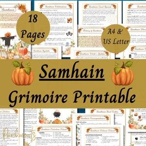Grimoire de Samhain à imprimer, comment célébrer Samhain, rituel d'Halloween, pages du Livre des ombres du sabbat païen, Nouvel an de la sorcière, PDF sorcière