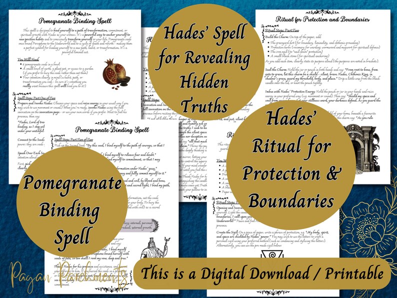 Hidden Spells Hades Grimoire Printable: Greek God of the Underworld Book of Shadows ...