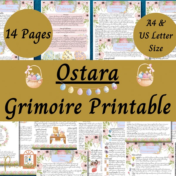 Ostara Grimoire Printable, Pagan Sabbat Pages, Celebrate Ostara, Goddess Eostre, Spring Ritual, Witch Book of Shadows PDF, Germanic Paganism