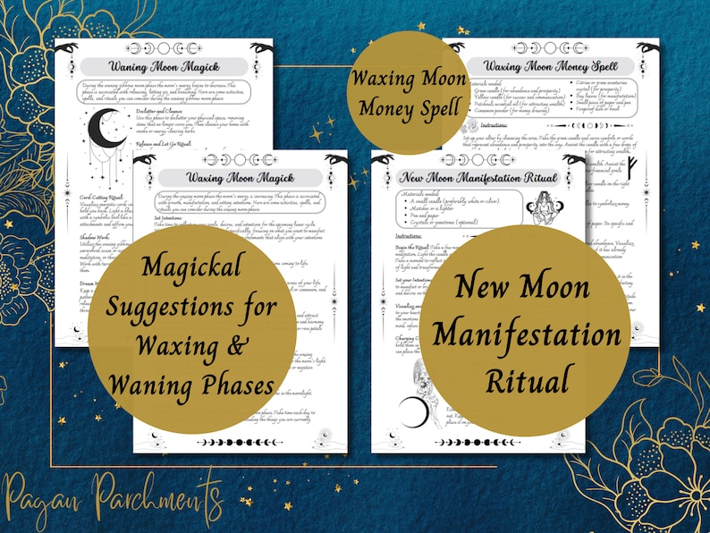 Moon Magic Grimoire Pages, Lunar Magick BOS Printable, Moon Water Guide, Lunar Spells, Moon Phases, Witchy PDF, Baby Witch Download image 4