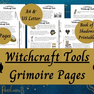 Witchcraft Tools Grimoire Pages, Baby Witch Book of Shadow Printable, How To Use Witchy Tools Guide, Magical Equipment for Beginners PDF