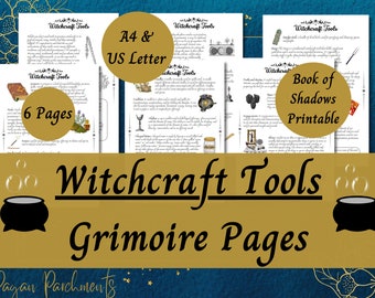 Witchcraft Tools Grimoire Pages, Baby Witch Book of Shadow Printable, How To Use Witchy Tools Guide, Magical Equipment for Beginners PDF