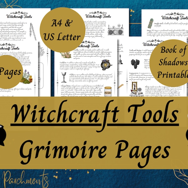 Witchcraft Tools Grimoire Pages, Baby Witch Book of Shadow Printable, How To Use Witchy Tools Guide, Magical Equipment for Beginners PDF