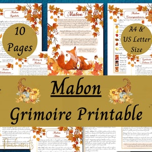 Mabon Sabbat Grimoire Printable, How to Celebrate Autumn Equinox, Pagan Holidays, Witch Book of Shadows Pages, Fall Ritual, Mabon Tarot PDF