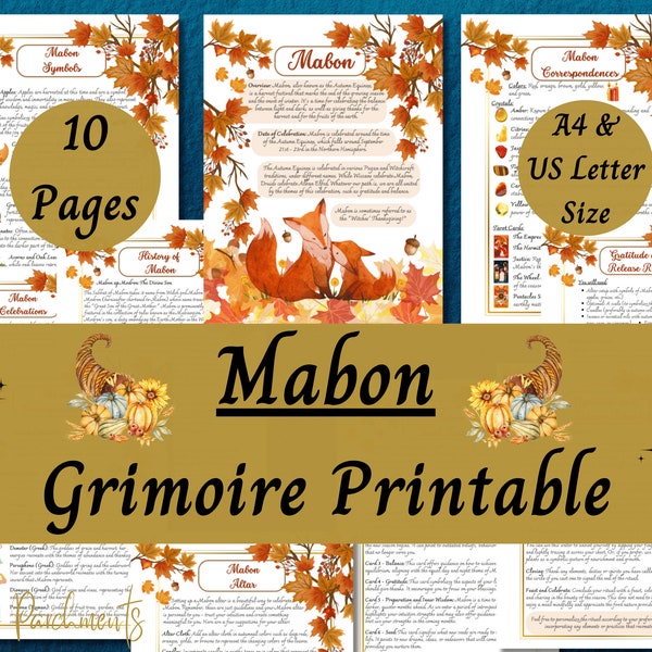 Mabon Sabbat Grimoire Printable, How to Celebrate Autumn Equinox, Pagan Holidays, Witch Book of Shadows Pages, Fall Ritual, Mabon Tarot PDF