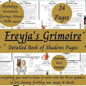 Freyja Grimoire Printable, A Guide to Working with Noorse godin Freya, Witch Book of Shadows-pagina's, Pagan Deity Work, Heidens, Ásatrú