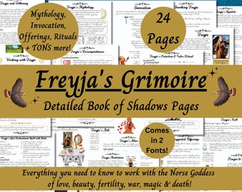 Freyja Grimoire Printable, A Guide to Working with Norse Goddess Freya, Witch Book of Shadows Pages, Pagan Deity Work, Heathen, Ásatrú