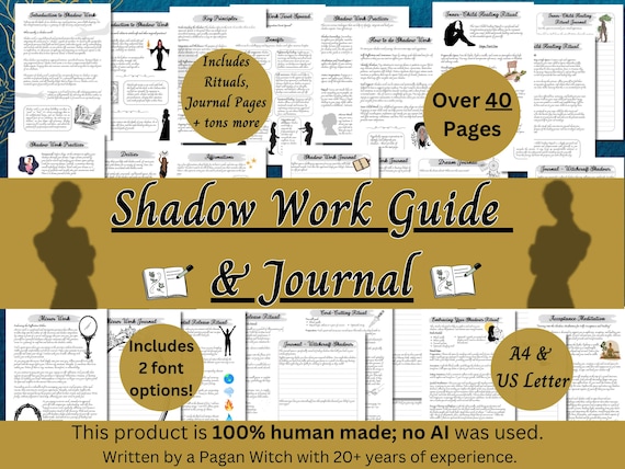Witch's Shadow Work Guide & Journal Pages. Includes Rituals and Prompts. Pagan Grimoire.