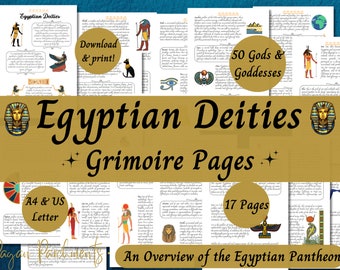 Egyptian Deities Grimoire Pages, Printable Guide to Ancient Egyptian Gods & Goddesses,  Kemetic Pagan Reconstructionism, Witch Deity Work