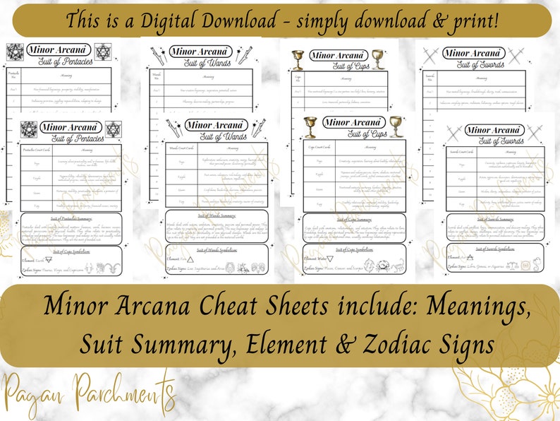 Tarot Card Cheat Sheets Beginner Tarot Card Complete Guide - Etsy UK