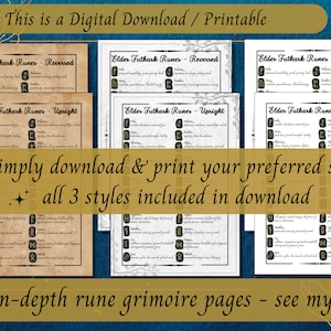 Rune Cheat Sheets Printable, Runes Reversed Meanings, Runic Divination ...