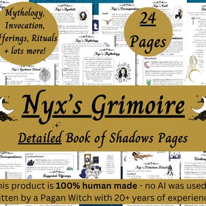 Grimorio de Nix, diosa griega de la noche, Libro de las Sombras (PDF imprimible)