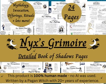 Nyx's Grimoire, Greek Goddess of Night, Book of Shadows (Printable PDF)