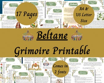 Grimoire de Beltane à imprimer, Pages du sabbat païen, célébrer Beltane, rituel d'été, PDF Livre des ombres de la sorcière, paganisme celtique, Mayday gaélique