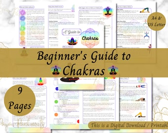 Beginner's Guide to Chakras: Chakra Cheat Sheets, Yoga Poses (PDF Download)