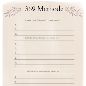 369 Method PDF Money, Love, Happiness I Manifestation Journal German I Affirmation and Manifestation of Your Desires I Nikola Tesla&#39;s Method