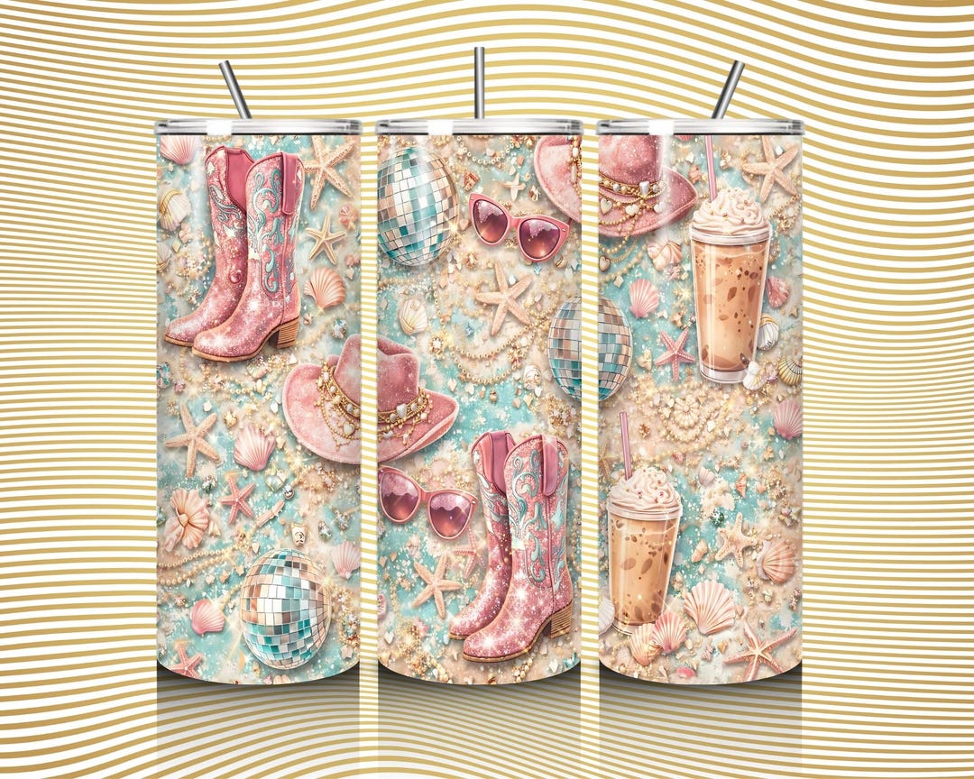 Coastal Cowgirl 20oz Tumbler Wrap PNG | Western Disco Sublimation ...