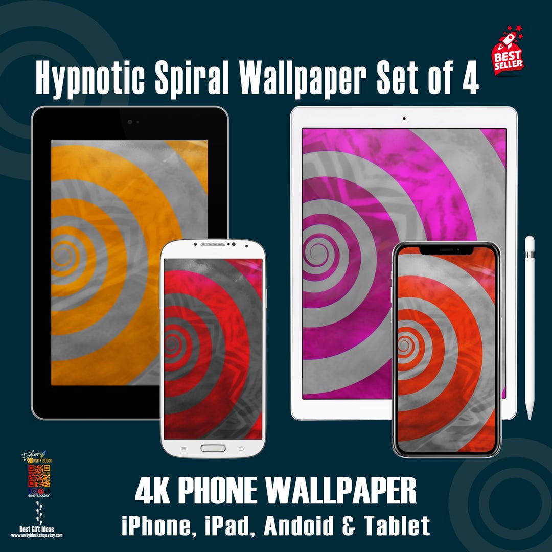 Hypnotic Spiral Wallpaper Set of 4 | 4K Lock Screen for Ios & Android ...