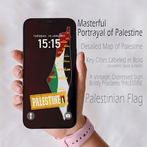 Ancienne carte de la Palestine 4K iPhone Fonds d'écran | Papier peint chic pour téléphone de style 3D | Fonds d'écran à téléchargement instantané et verrouillage de l'écran d'accueil