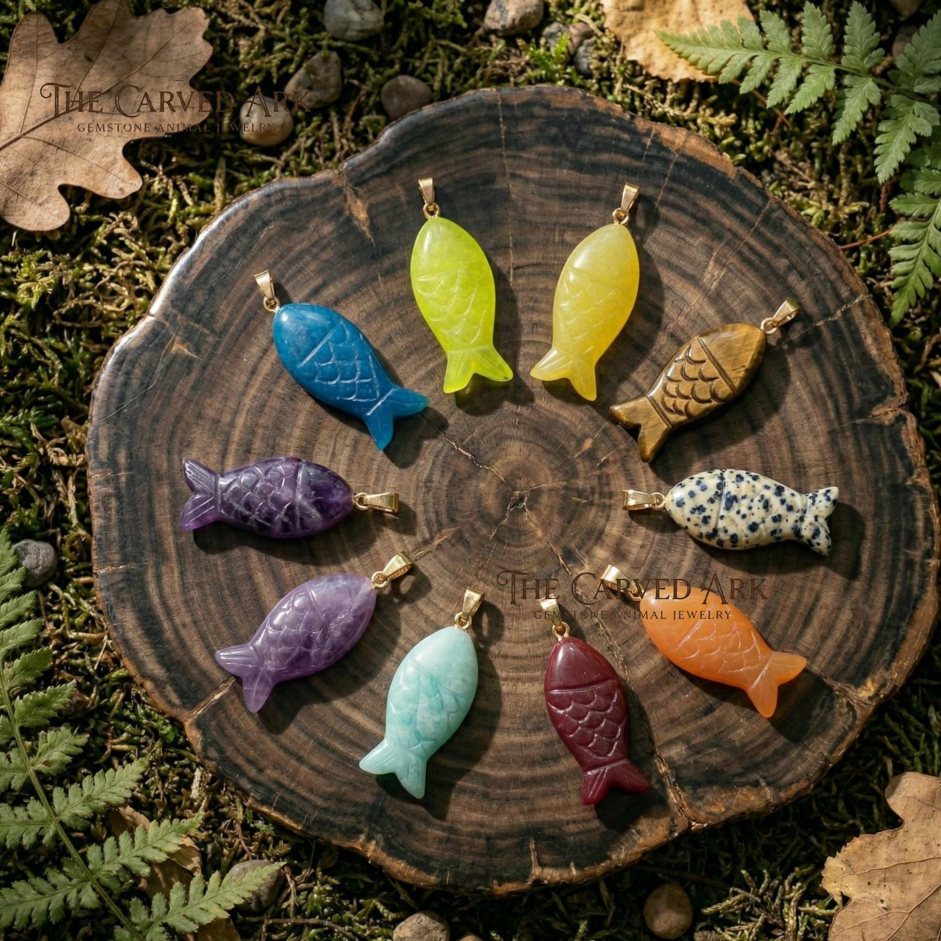 Stone carved fish charm - Etsy 日本