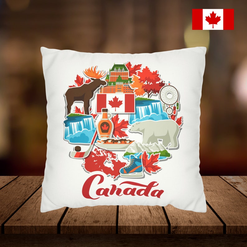 Canada Faux Suede Square Pillow Case Canadian Maple Leaf Design Cushion