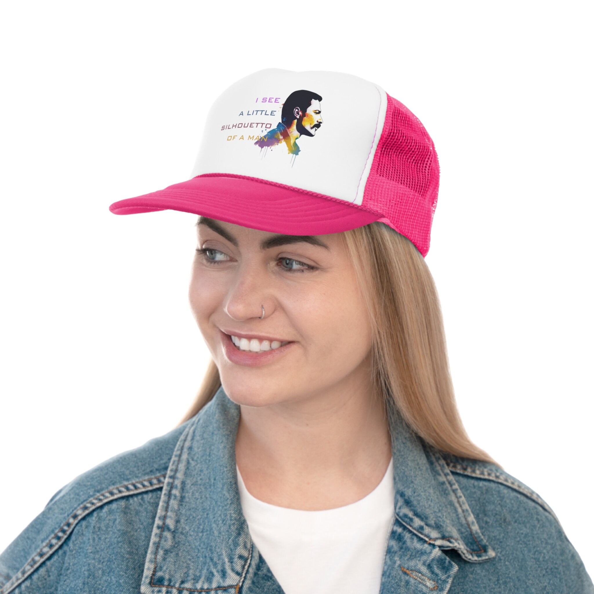 Discover Trucker Hat | Black Trucker Hat | Queen | Freddie Mercury Hat | Freddie Mercury | Classic Rock Band | Classic Rock Hat | Bohemian Rhapsody