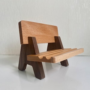 Cute Chair Phone Stands, Wooden Bench Cell Phone Holder, Creative iPhone/iPad Stand for Table Decor Gifts, Unique Phone Dock Desk Decoration