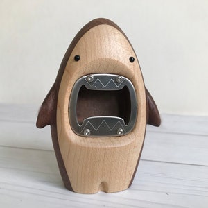 Wood Shark Bottle Opener Personalized Gifts for Men,Walnut Wood Fish Bottle Opener Boyfriend Gift,Drink Opener Shark Lover Gift.Beer Gifts.