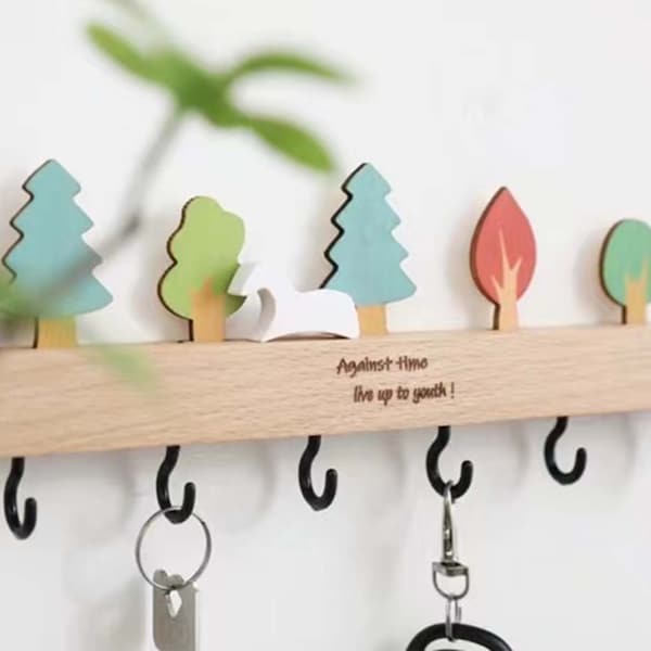 Cute Key Holder Sweet Home Decor Gifts for Her, Entryway Key Hooks Wall Decor Gifts, Wooden Key Hanger Stand Key Rack New Home Gift for Mom.