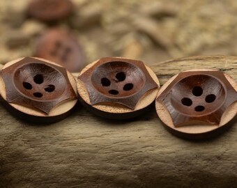 Natural Wood Colored Buttons for Knitted Products, Circular Wooden Sewing Buttons for Suit Shirt Sweater Decor Gift for Mother, Set of 10 Pc