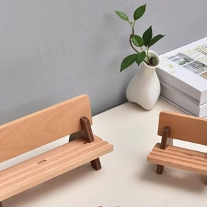 Unique Chair Phone Stands, Cute iPhone/iPad Stand for Table Decor Gifts, Wooden Bench Cell Phone Holder, Creative Phone Dock Desk Decoration