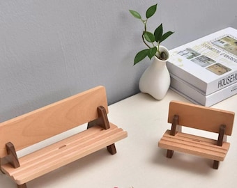 Unique Chair Phone Stands, Cute iPhone/iPad Stand for Table Decor Gifts, Wooden Bench Cell Phone Holder, Creative Phone Dock Desk Decoration